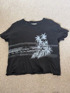 THE GREAT. Black Tee with White Palm Graphic